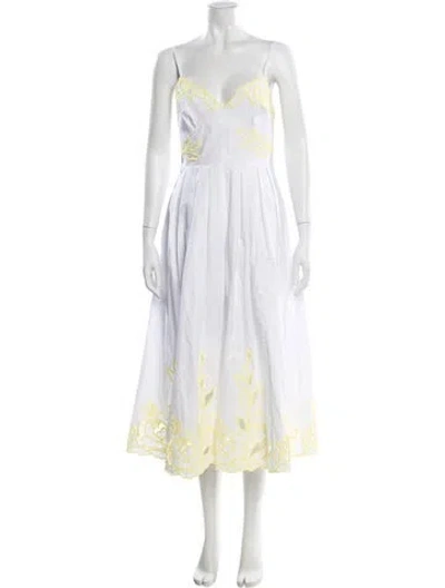 Pre-owned Cinq À Sept Square Neckline Long Dress W/ Tags In White