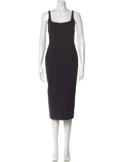 Pre-owned Cinq À Sept Square Neckline Midi Length Dress In Black