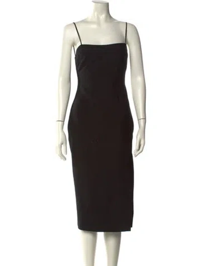 Pre-owned Cinq À Sept Square Neckline Midi Length Dress In Black