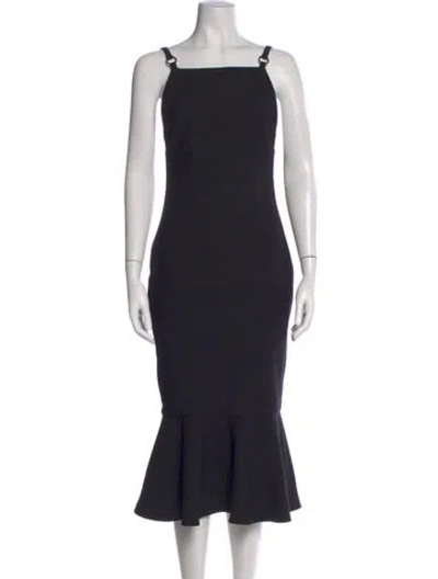 Pre-owned Cinq À Sept Square Neckline Midi Length Dress In Black