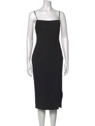 Pre-owned Cinq À Sept Square Neckline Midi Length Dress In Black
