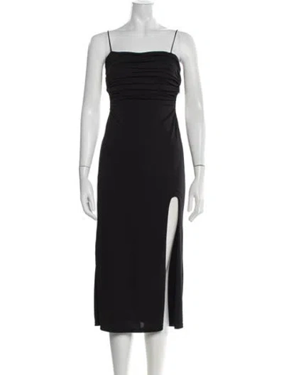 Pre-owned Cinq À Sept Square Neckline Midi Length Dress In Black