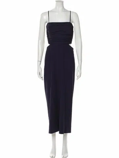 Pre-owned Cinq À Sept Square Neckline Midi Length Dress In Black