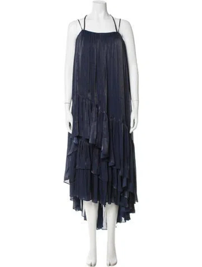 Pre-owned Cinq À Sept Square Neckline Midi Length Dress In Blue