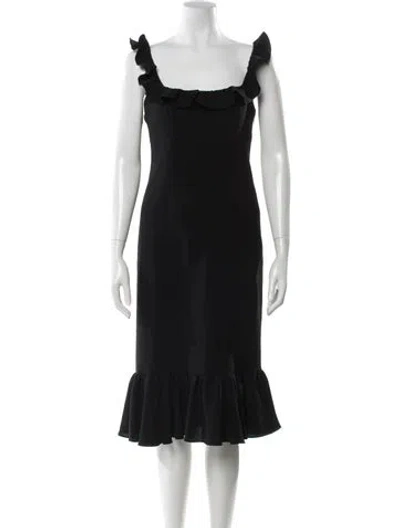Pre-owned Cinq À Sept Square Neckline Midi Length Dress In Gray