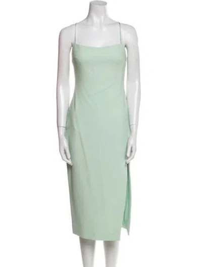 Pre-owned Cinq À Sept Square Neckline Midi Length Dress In Green