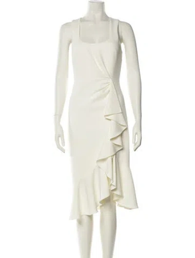 Pre-owned Cinq À Sept Square Neckline Midi Length Dress In Neutral