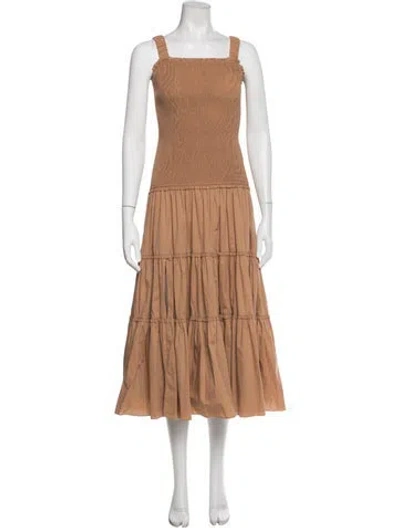 Pre-owned Cinq À Sept Square Neckline Midi Length Dress In Neutral