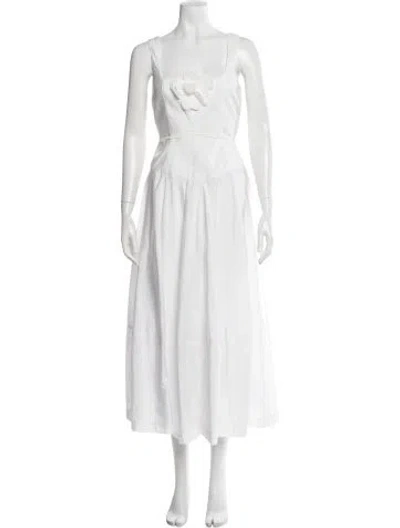 Pre-owned Cinq À Sept Square Neckline Midi Length Dress In Neutral