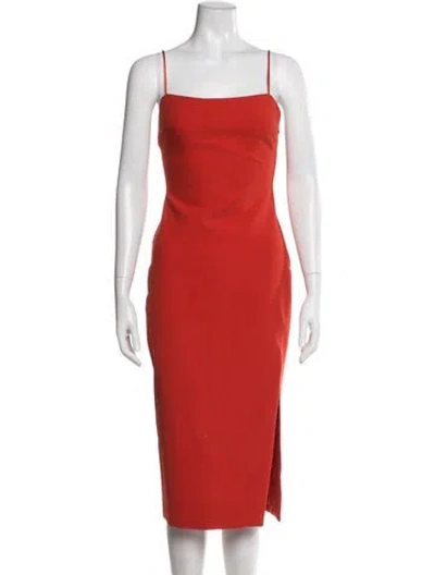 Pre-owned Cinq À Sept Square Neckline Midi Length Dress In Orange