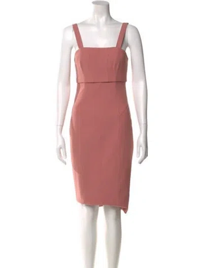 Pre-owned Cinq À Sept Square Neckline Midi Length Dress In Pink