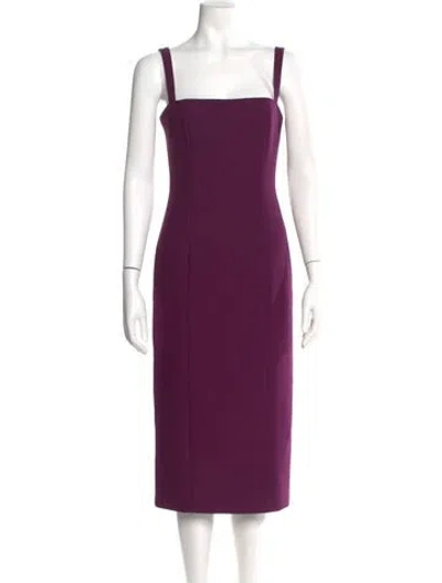 Pre-owned Cinq À Sept Square Neckline Midi Length Dress In Purple