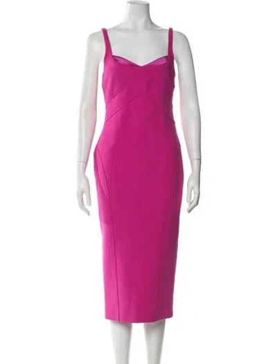 Pre-owned Cinq À Sept Square Neckline Midi Length Dress In Purple