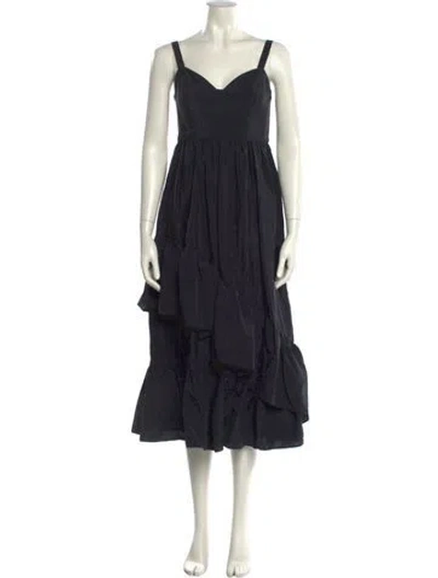 Pre-owned Cinq À Sept Square Neckline Midi Length Dress W/ Tags In Black