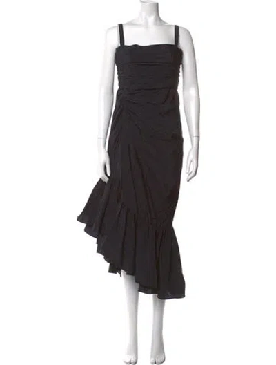 Pre-owned Cinq À Sept Square Neckline Midi Length Dress W/ Tags In Black