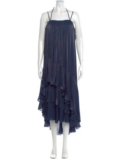 Pre-owned Cinq À Sept Square Neckline Midi Length Dress W/ Tags In Blue