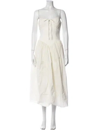 Pre-owned Cinq À Sept Square Neckline Midi Length Dress W/ Tags In Neutral