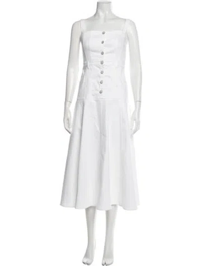 Pre-owned Cinq À Sept Square Neckline Midi Length Dress In White