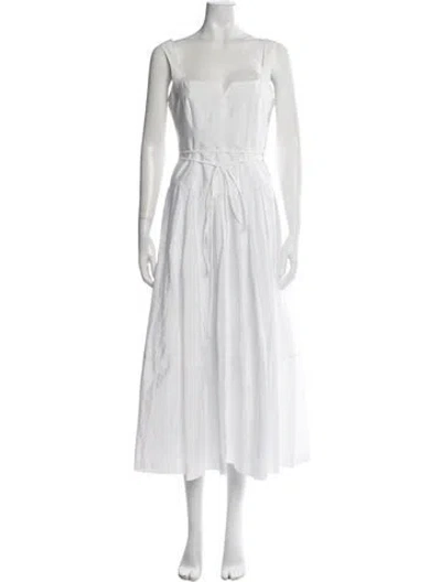 Pre-owned Cinq À Sept Square Neckline Midi Length Dress In White
