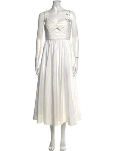 Pre-owned Cinq À Sept Square Neckline Midi Length Dress In White