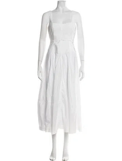Pre-owned Cinq À Sept Square Neckline Midi Length Dress In White