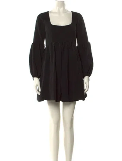 Pre-owned Cinq À Sept Square Neckline Mini Dress In Black
