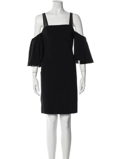 Pre-owned Cinq À Sept Square Neckline Mini Dress In Black