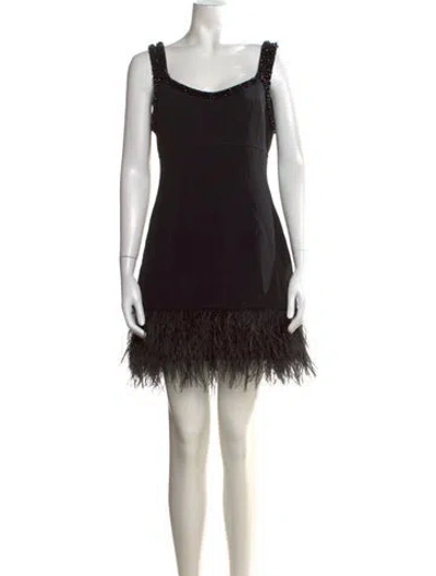 Pre-owned Cinq À Sept Square Neckline Mini Dress In Black