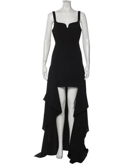 Pre-owned Cinq À Sept Square Neckline Mini Dress In Black
