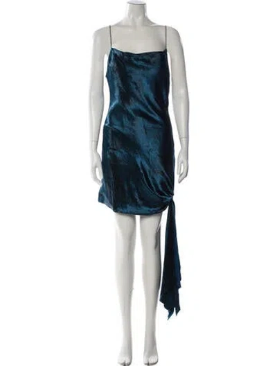 Pre-owned Cinq À Sept Square Neckline Mini Dress In Blue