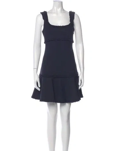 Pre-owned Cinq À Sept Square Neckline Mini Dress In Blue