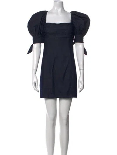 Pre-owned Cinq À Sept Square Neckline Mini Dress In Blue