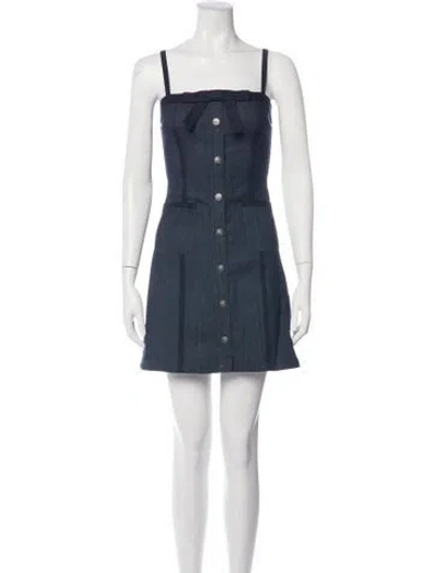 Pre-owned Cinq À Sept Square Neckline Mini Dress In Blue