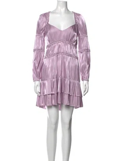 Pre-owned Cinq À Sept Square Neckline Mini Dress In Metallic/purple