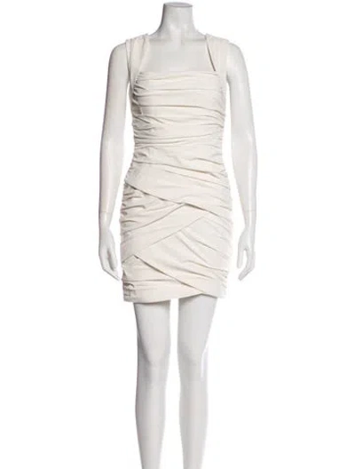 Pre-owned Cinq À Sept Square Neckline Mini Dress In Neutral