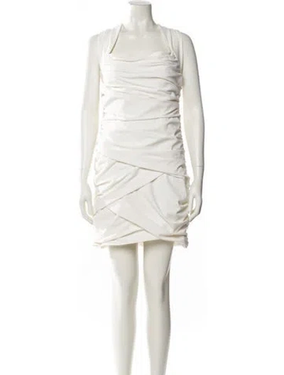 Pre-owned Cinq À Sept Square Neckline Mini Dress In Neutral