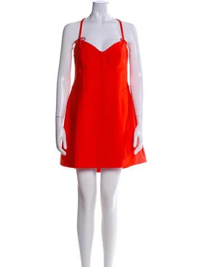 Pre-owned Cinq À Sept Square Neckline Mini Dress In Orange