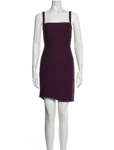 Pre-owned Cinq À Sept Square Neckline Mini Dress In Purple