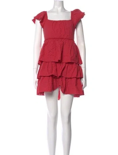 Pre-owned Cinq À Sept Square Neckline Mini Dress In Red