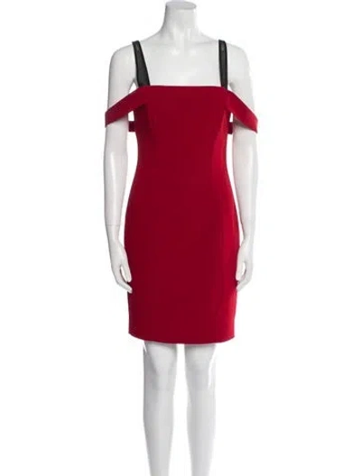 Pre-owned Cinq À Sept Square Neckline Mini Dress In Red
