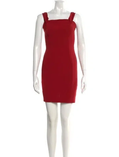 Pre-owned Cinq À Sept Square Neckline Mini Dress In Red