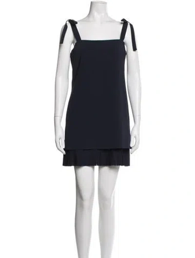 Pre-owned Cinq À Sept Square Neckline Mini Dress W/ Tags In Blue