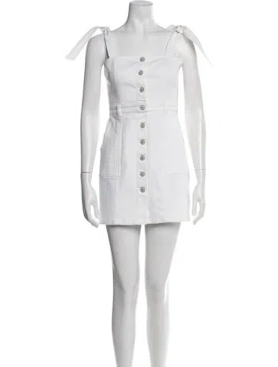 Pre-owned Cinq À Sept Square Neckline Mini Dress In White