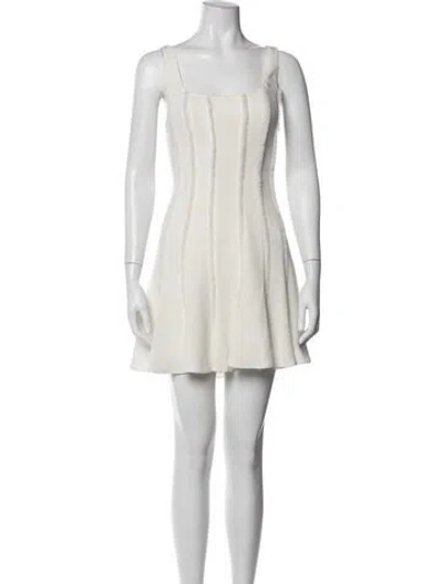Pre-owned Cinq À Sept Square Neckline Mini Dress In White