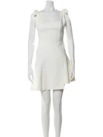 Pre-owned Cinq À Sept Square Neckline Mini Dress In White