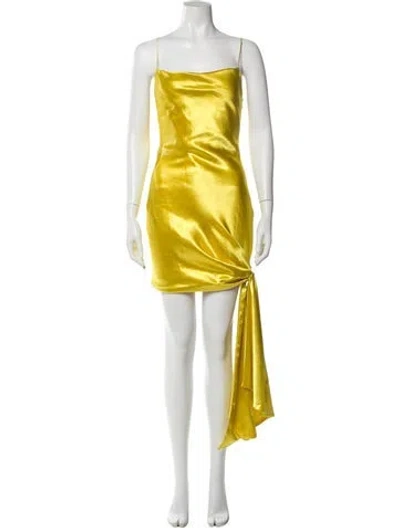 Pre-owned Cinq À Sept Square Neckline Mini Dress In Yellow