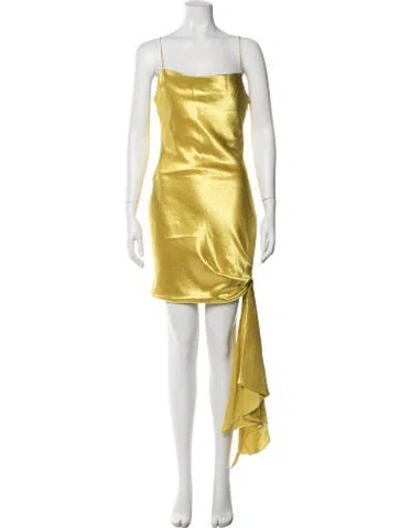 Pre-owned Cinq À Sept Square Neckline Mini Dress In Yellow