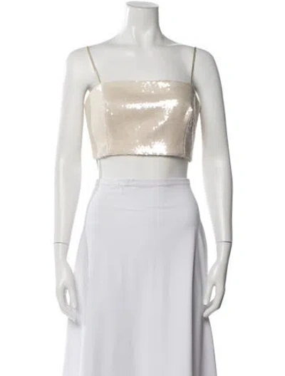 Pre-owned Cinq À Sept Square Neckline Sleeveless Crop Top In Multi