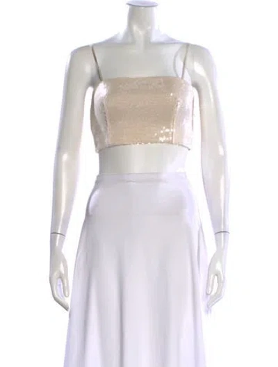 Pre-owned Cinq À Sept Square Neckline Sleeveless Crop Top W/ Tags In Neutral