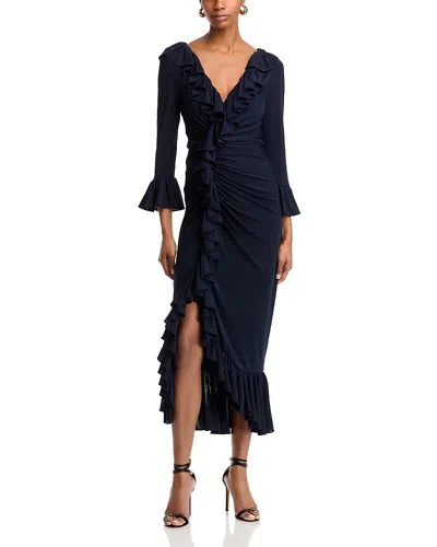 Cinq À Sept Cinq A Sept Stacy Ruffled Midi Dress In Navy